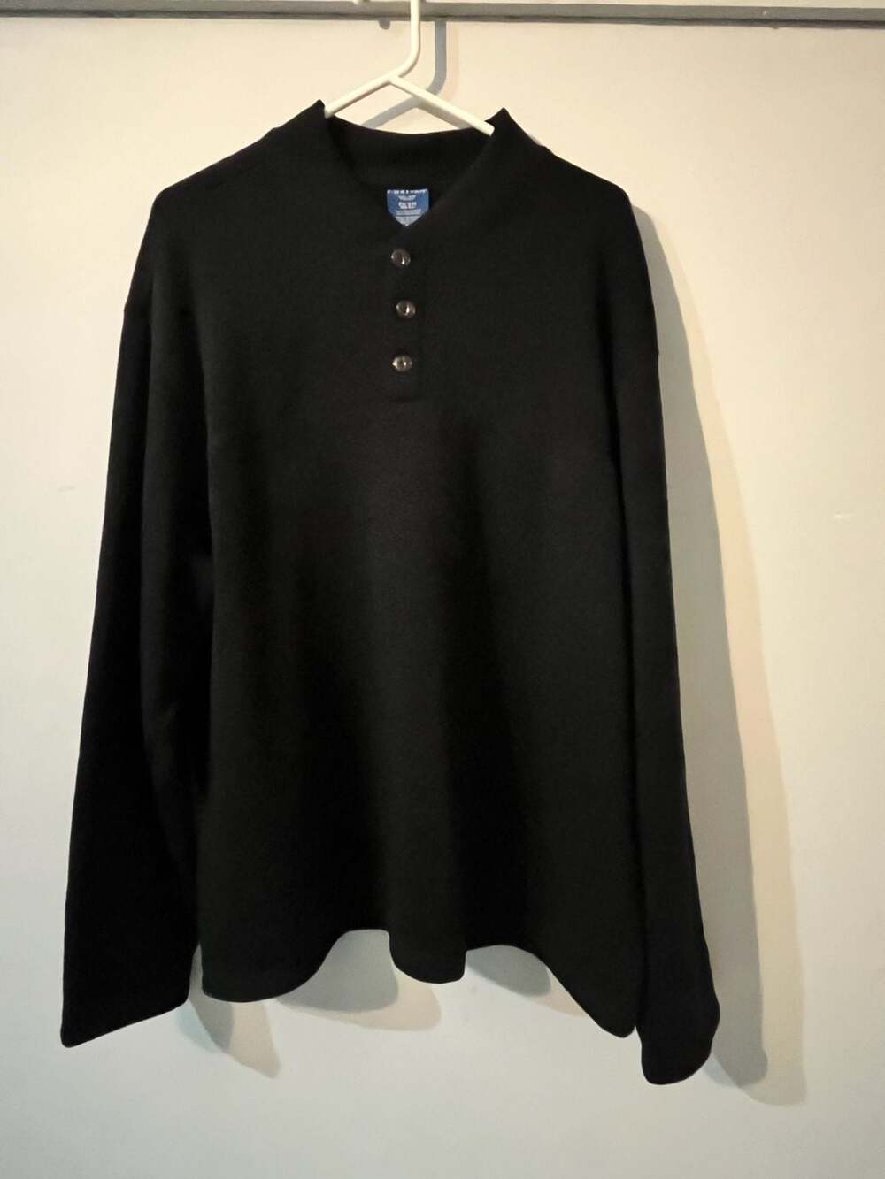 Puritan Mens Black Soot Long Sleeve Fleece Henley Sweatshirt 2XL 300-112